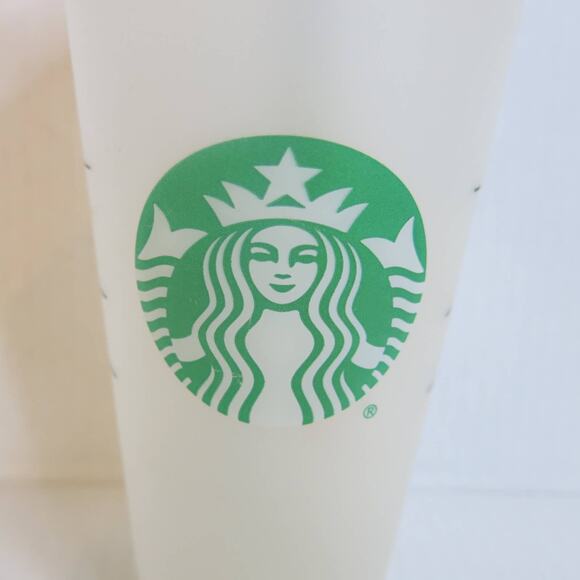 STARBUCKS  Reusable Cold Cup Clear/Green Logo with Colorful Straw Lid 24 Oz - Picture 3 of 6